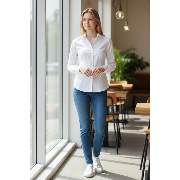 Brooks Brothers Irish Linen Blouse White V-Neck Sleeeless Button Front Sz Large - Picture 1 of 5